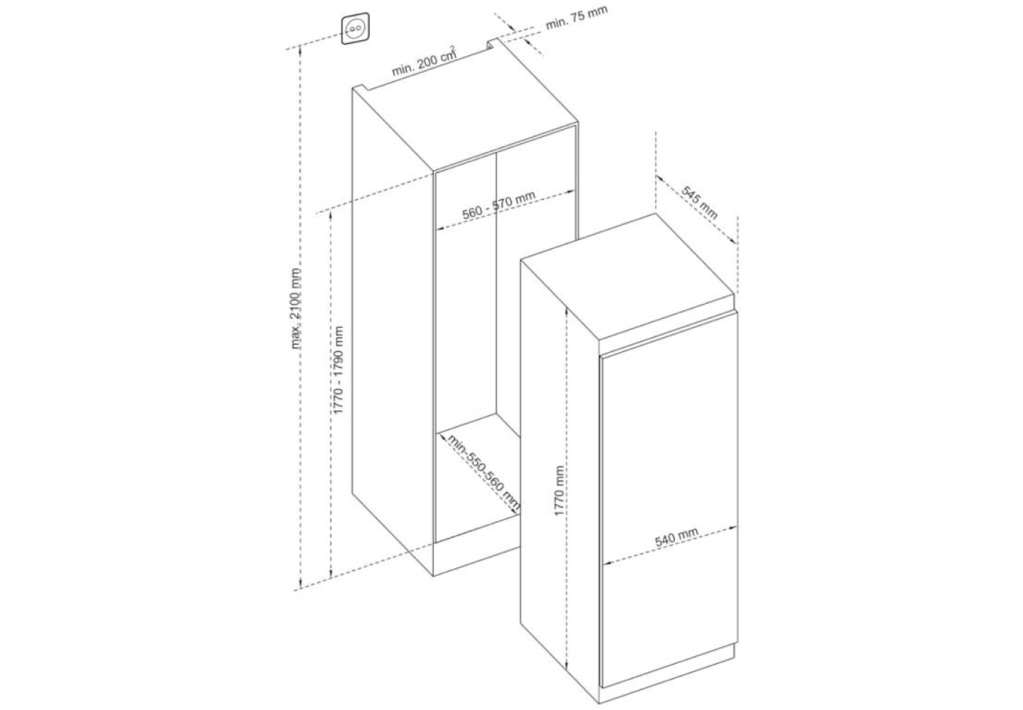 Размеры встраиваемых холодильников Размеры стандартных холодильников Kuppersberg